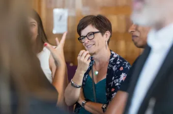 Local business networking, a group of business people talking